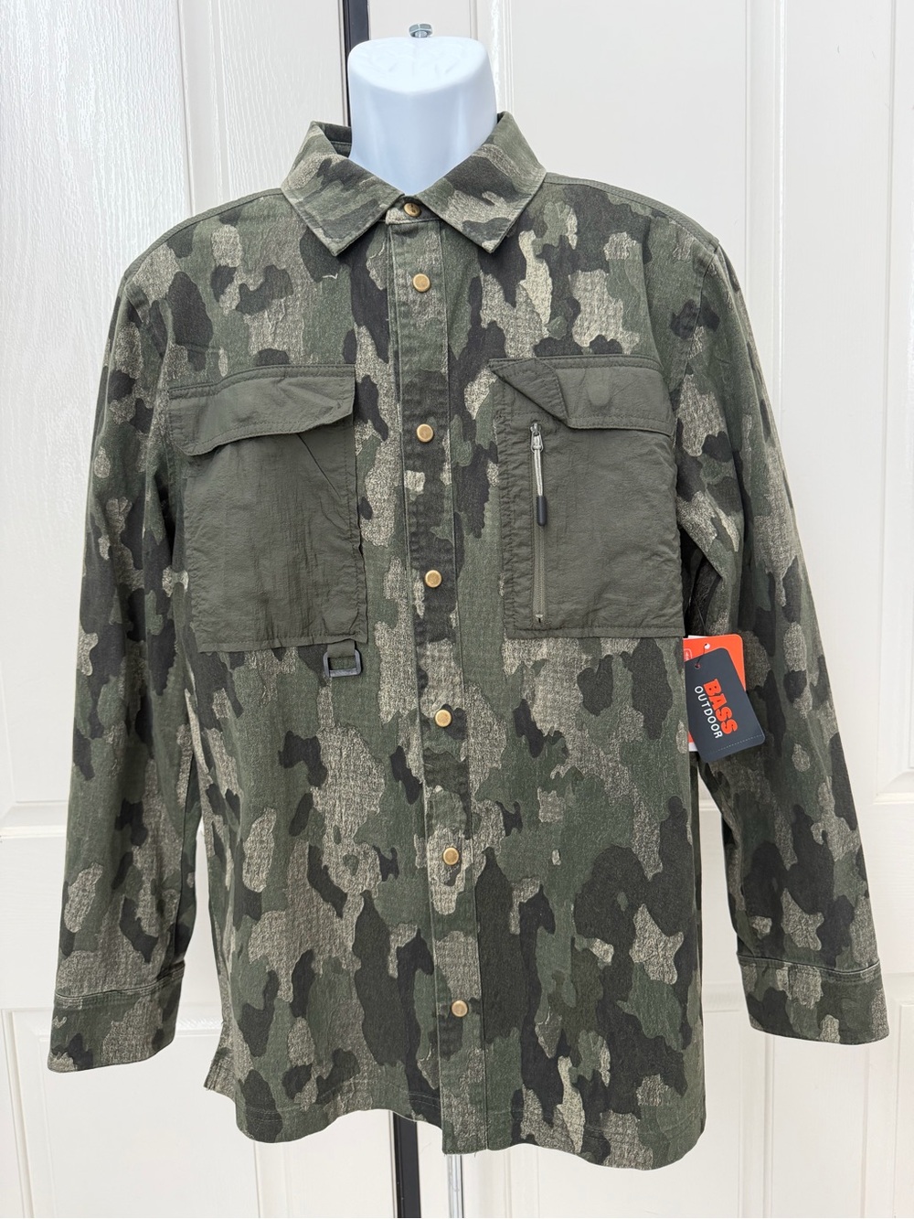 Bass Outdoor Beluga Sycamore Green Camouflage Utility Jacket Sz S